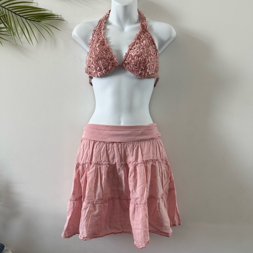 Y2k Old Navy Blush Pink Tiered Mini Skirt - Picture 7 of 7